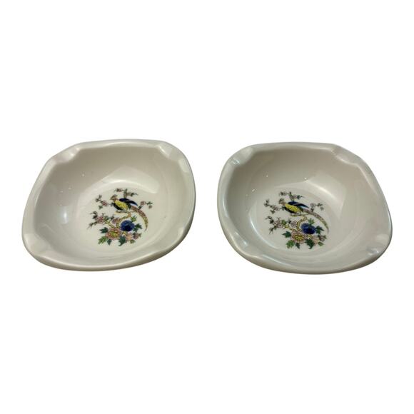 Vintage Syracuse China Bird of Paradise Floral‎ Set of 2 Ashtrays Ceramic - Picture 1 of 5